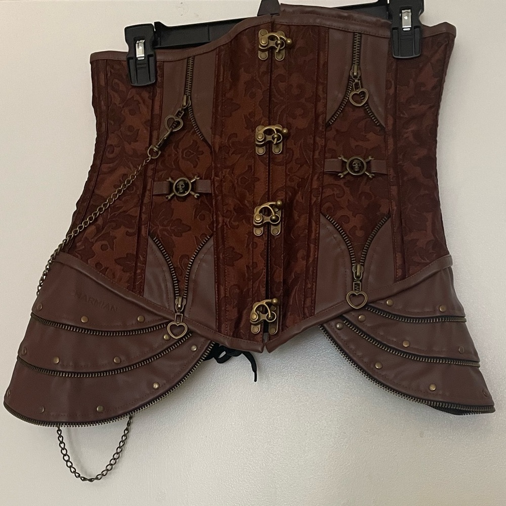 Charmian brown corset size L; perfect for pirate or renaissance festival! NWOT